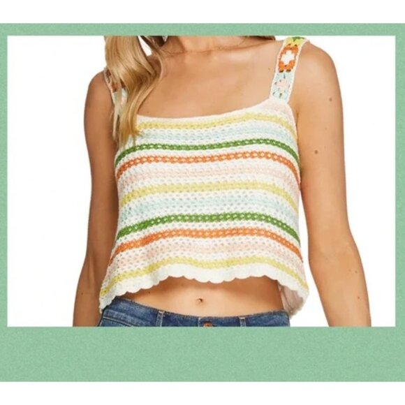 Jessica Simpson Tops - NWT Jessica Simpson Kerian Sweater Tank Crochet XS/S MSRP$69.50